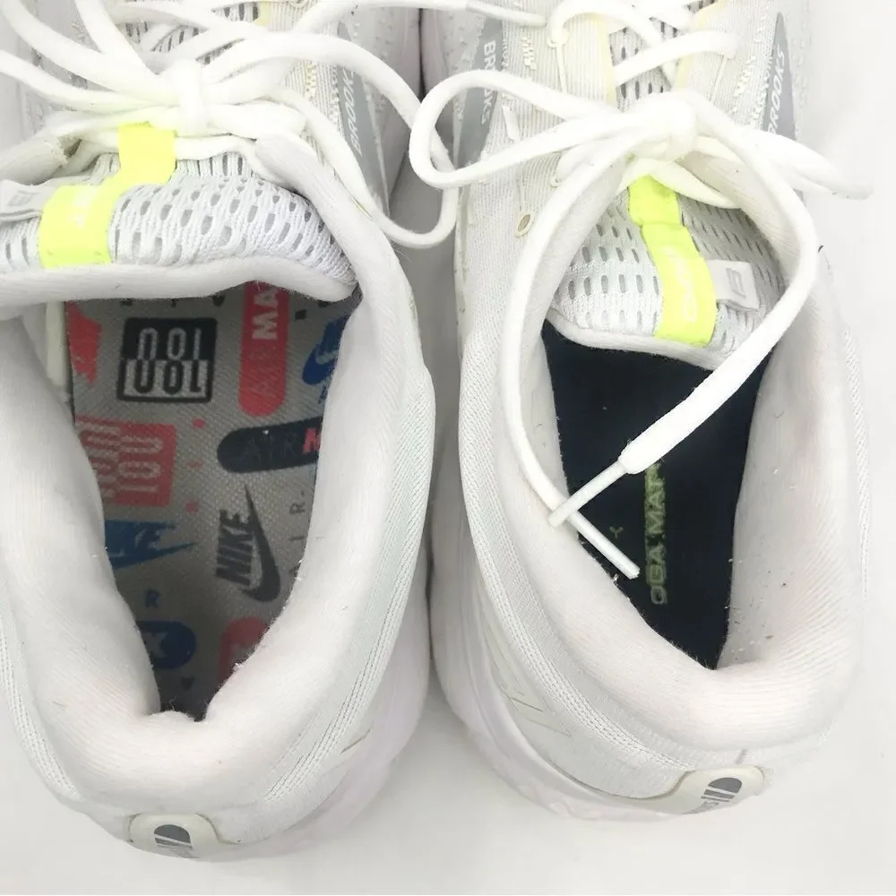 Brooks White Neon Ghost 13 Loft DNA Sole Lace Up Running Athletic Shoes